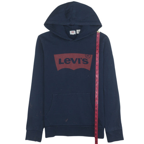 Levi's Mens Blue Pullover Hoodie M Logo Graphic Cotton