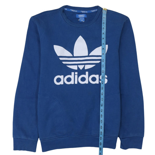 Adidas Mens Blue Crew Neck Logo Pullover Sweatshirt Size S