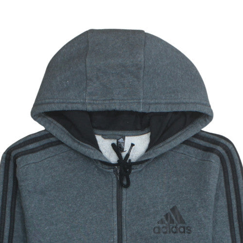 Additional view of Adidas Men Grey Full Zip Hoodie M Sports Fleece Hooded Sweatshirt