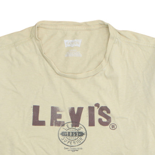 Levi's Men's Beige Graphic Logo T-Shirt Size M Classic Style