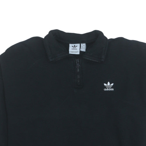 Additional view of Adidas Women Black 1/4 Zip Pullover Sweatshirt UK 12 Fleece Logo