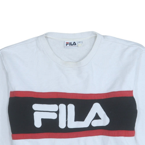 Additional view of Fila women’s white crew neck pullover sweatshirt m/12 logo print