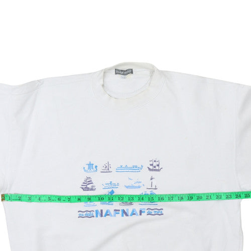 NAF NAF Men's White Nautical Embroidered Sweatshirt S