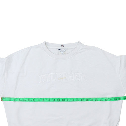 Tommy Hilfiger Mens White Embroidered Logo Sweatshirt M Pullover