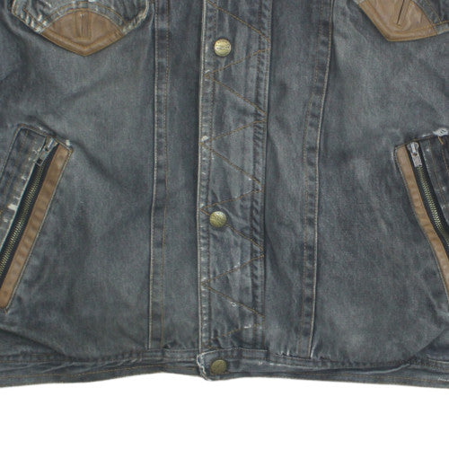Esquire Men's Blue Denim Biker Waistcoat Lined Cotton Waistcoat Size L