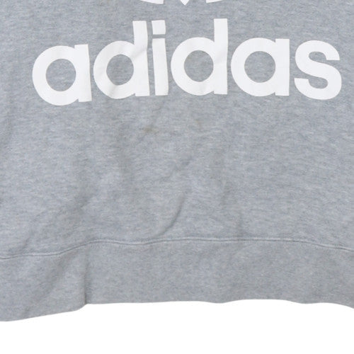 Additional view of Adidas men’s grey medium pullover hoodie with logo sports style