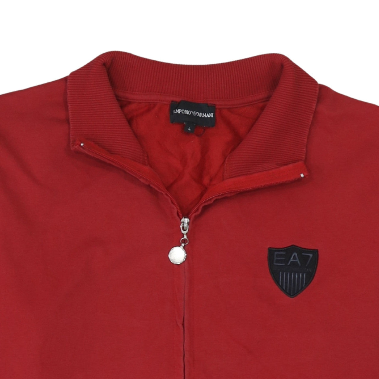 Emporio Armani EA7 Red Men's L Track Jacket Cotton Zip-Up Sportswear