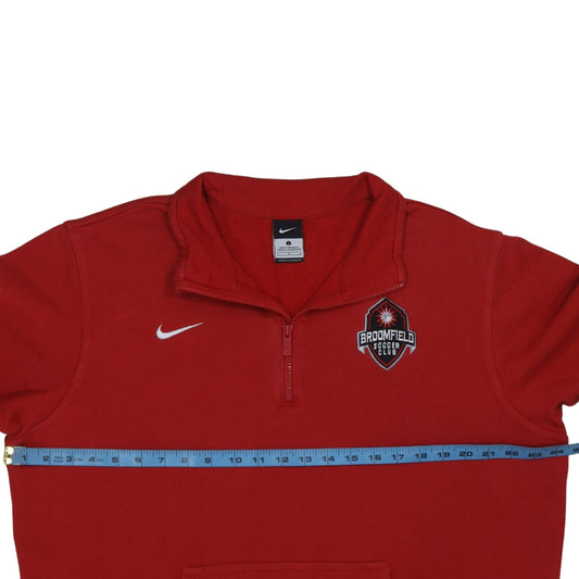 Nike Men's Red 1/4 Zip Sweatshirt L Embroidered Broomfield Soccer Club