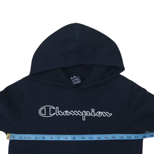Champion Boys Black Pullover Hoodie XL 13-14 Years Fleece Logo Sweatshirt