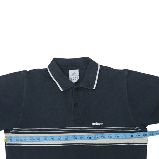 Adidas Men's Blue Striped Polo Shirt Size M Regular Fit