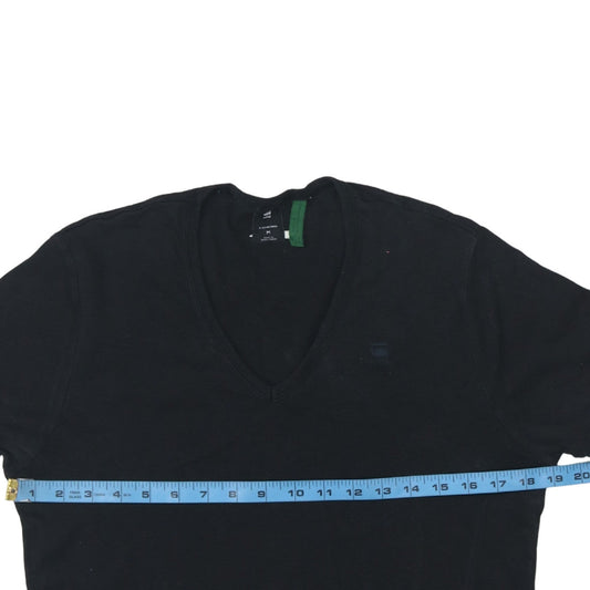 G-Star RAW Men's Black V-Neck Cotton T-Shirt Size M