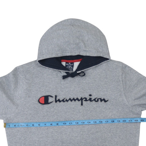 Champion Men's Grey Pullover Hoodie Large Regular Fit Logo Fleece