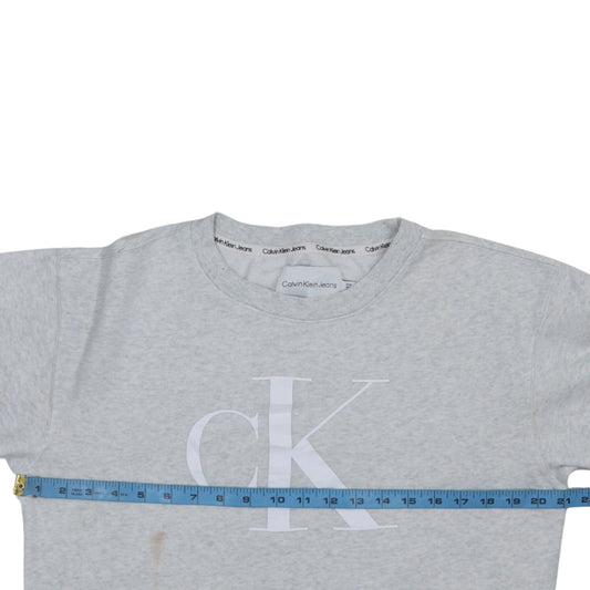 Calvin Klein Jeans Womens Grey Cotton Blend Pullover Sweatshirt Size S
