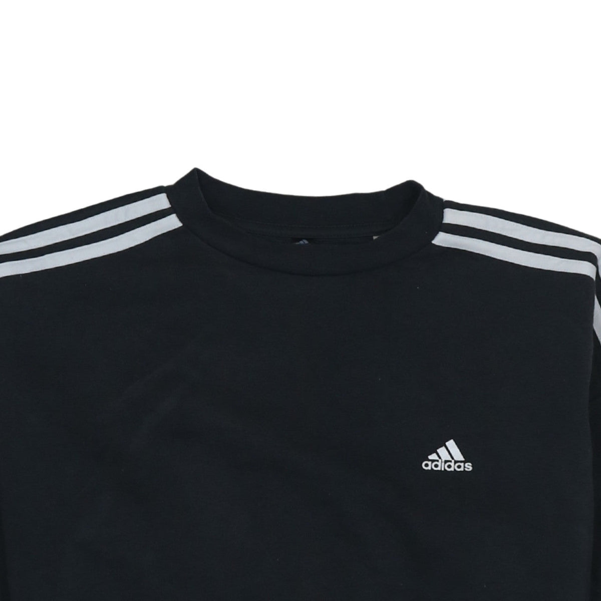Additional view of Adidas Women's Black Cropped Sweatshirt, size M, Crew Neck Logo