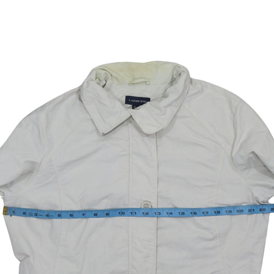 Lands' End Women White Nylon Mid-Length Jacket L