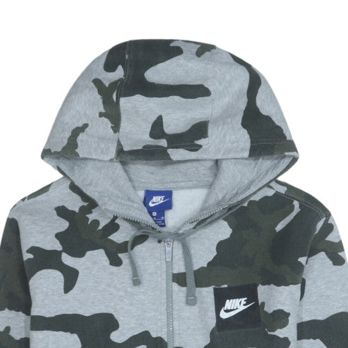 Nike Men's Grey Camouflage Full Zip Hoodie M Fleece Sportswear