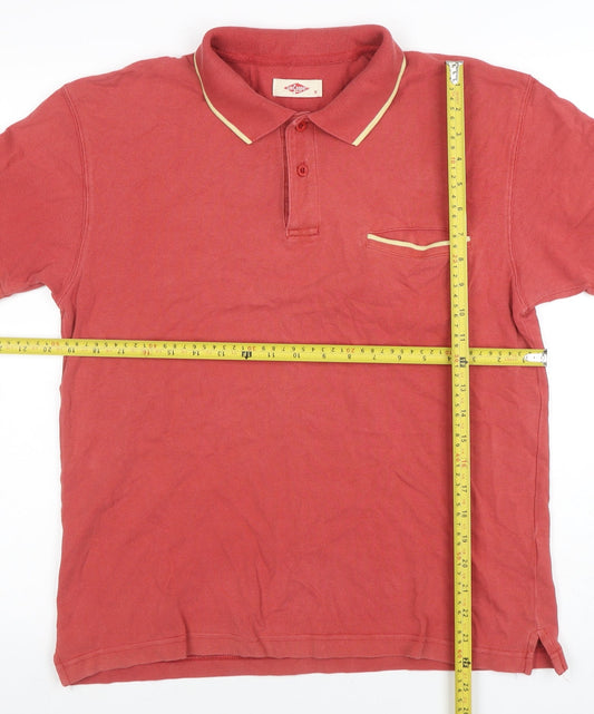 Lee Cooper Men's Red Cotton Short Sleeve Polo Shirt M