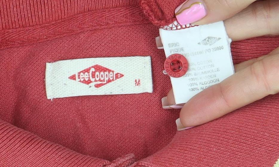 Lee Cooper Men's Red Cotton Short Sleeve Polo Shirt M