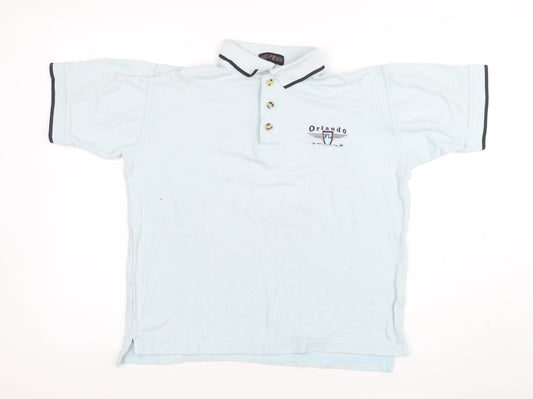 Pacific Blue Men's Light Blue Orlando FL Embroidered Polo Shirt Size S