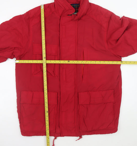 GAP Men's Red XS Nylon Parka Jacket with Pockets and Lined Interior