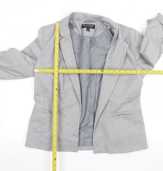 Miss Selfridge Women's Grey Blazer Jacket UK 14 Regular Fit Woven Lined