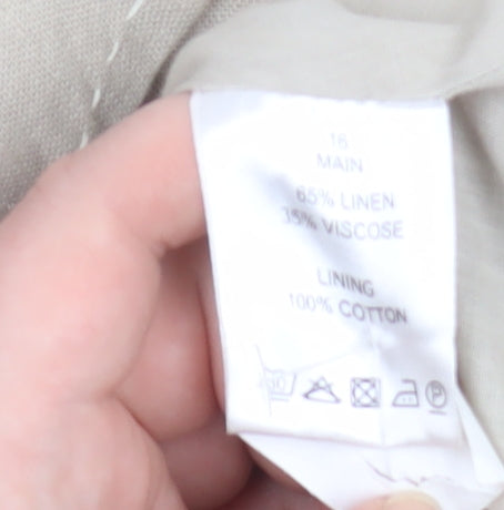 Additional view of Linea Women Beige Linen Blend Single-Breasted Blazer, size 16
