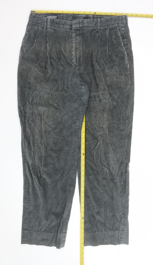 Lands' End Men's Grey Corduroy Trousers Size 38 Regular Classic Fit