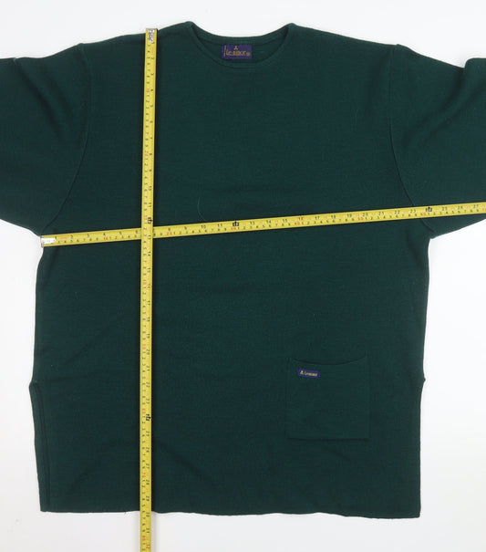 Le Minor Women Green Wool Acrylic Crew Neck Pullover Jumper Size 20