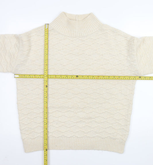 Next Men’s Beige Mock Neck Textured Knit Jumper Size M