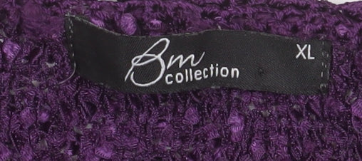 BM Collection Women Purple Embroidered Pullover Jumper XL Polyester