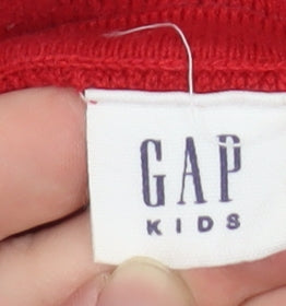 Additional view of Gap Kids Red Knit Long Sleeve Fit & Flare Dress girls’ 8-9 years