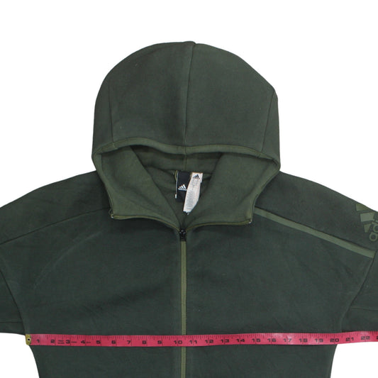 Adidas Men's Green Full Zip Hoodie Size S Regular Fit Fleece