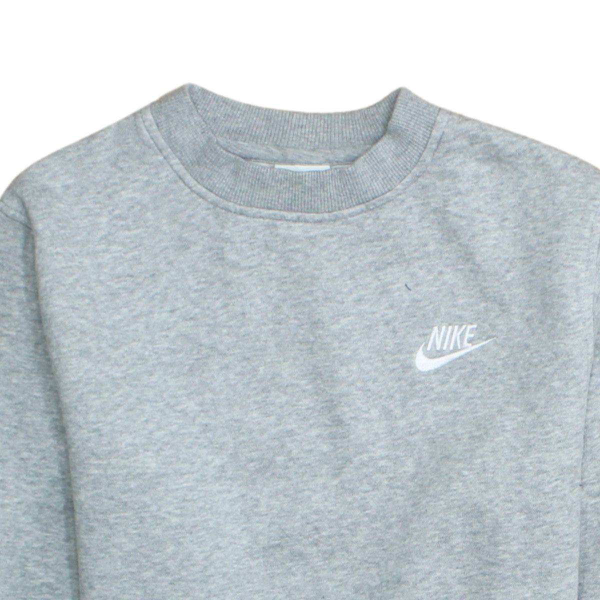 Additional view of Nike girls’ grey pullover crew neck fleece sweatshirt, size M