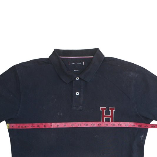 Tommy Hilfiger Men's Navy Blue L Regular Fit Cotton Polo Shirt