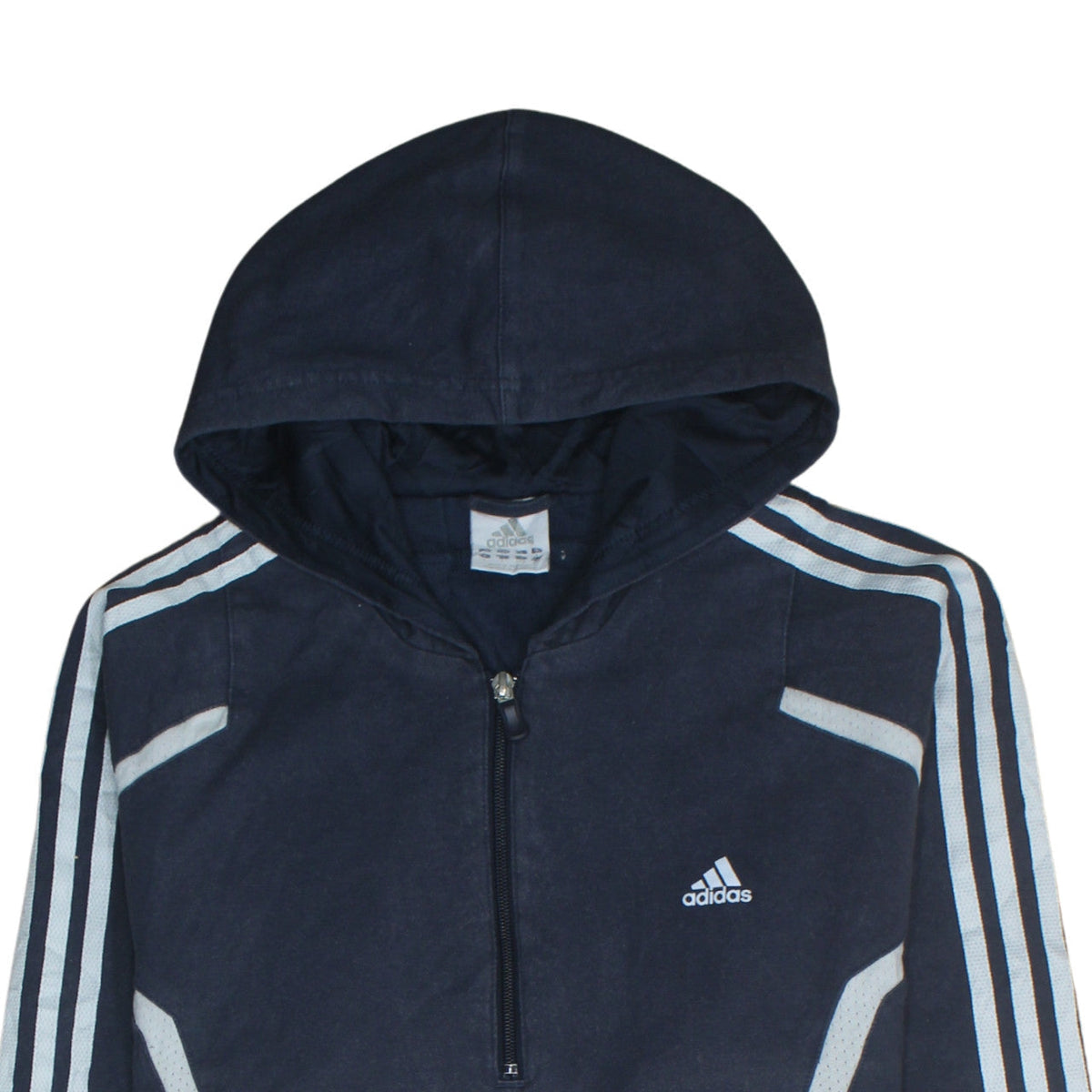 Additional view of Adidas men’s blue 1/2 zip hooded sweatshirt l sportswear hoodie