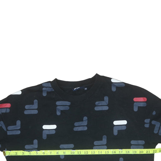 Fila Women's Black Graphic Print Pullover Sweatshirt Size M