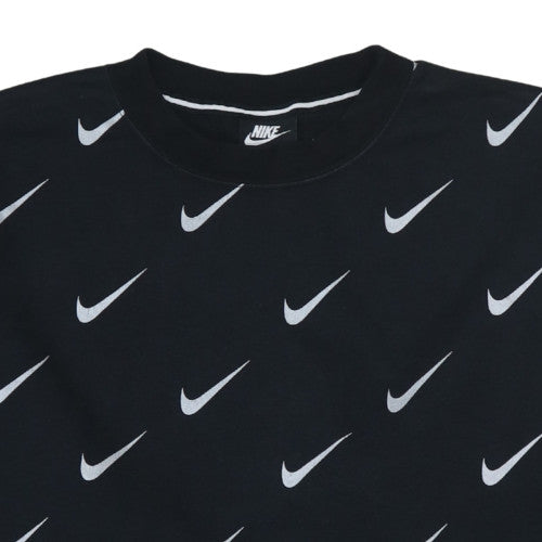 Nike Women Black Crew Neck Pullover Sweatshirt M Logo Print