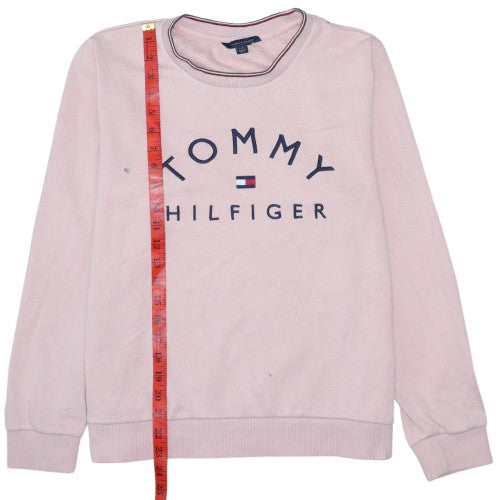 Tommy Hilfiger Women Pink Logo Cotton Crew Neck Sweatshirt L