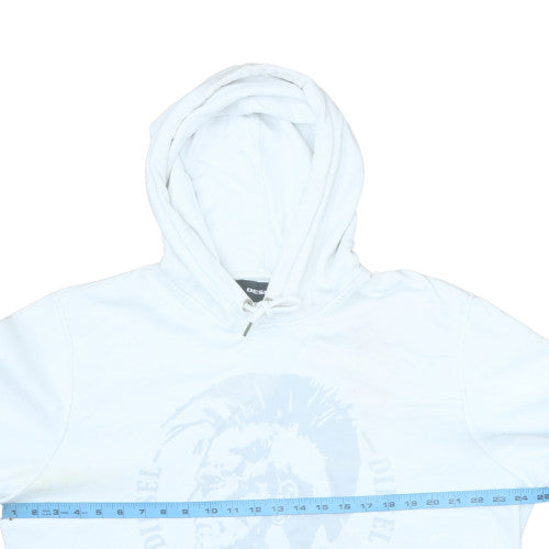 Diesel Men's White Pullover Hoodie Size L Graphic Logo Sweatshirt