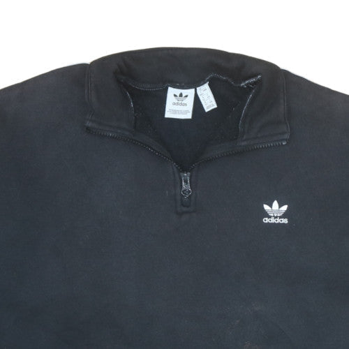 Additional view of Adidas women’s black 1/4 zip sweatshirt, size UK 16, cotton blend