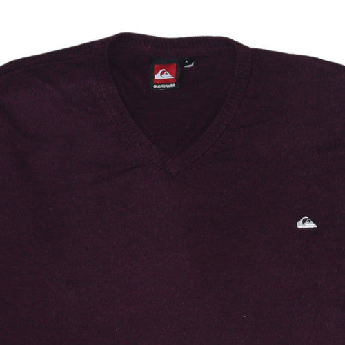 Quiksilver Mens Purple Cotton V-Neck Jumper Size L