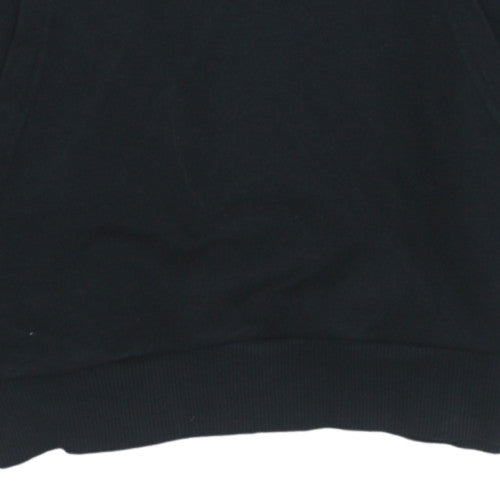 Additional view of Adidas boys’ black pullover hoodie, size 13-14, years classic logo cotton blend