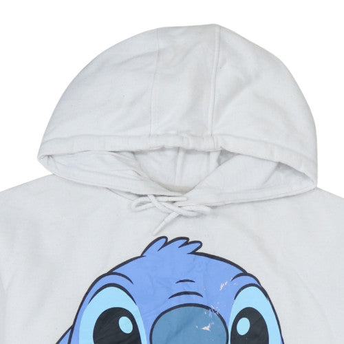 Disney Women White Lilo & Stitch Pullover Hoodie Size 12 Graphic Print