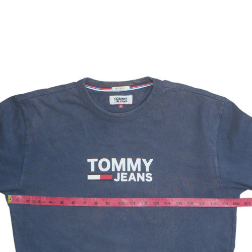 Tommy Jeans Men's Blue Sweatshirt S Regular Fit Cotton Logo Crew Neck