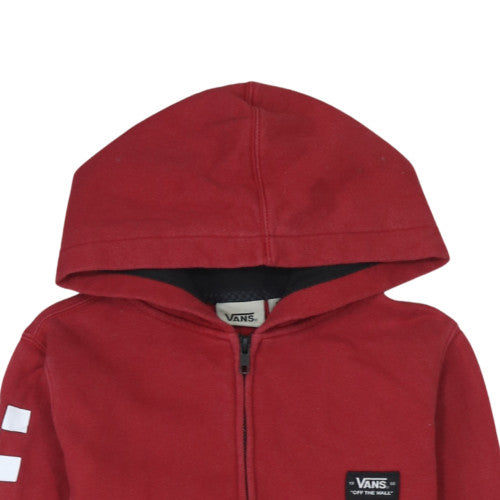 Vans Women Red Full Zip Hoodie Medium Hooded Sweatshirt Casual