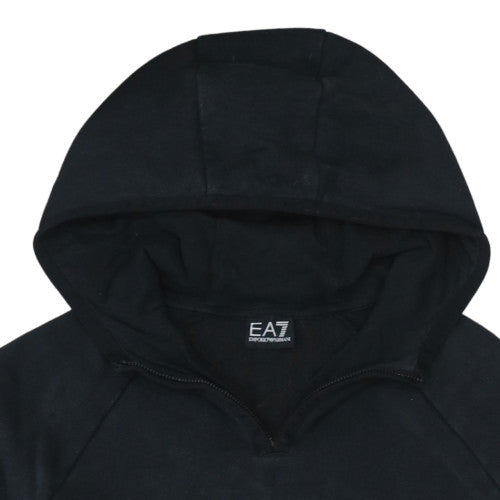 Additional view of Emporio Armani EA7 Men's Black Pullover Hoodie, size L, Fleece Logo