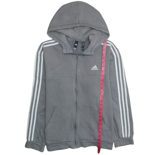 Adidas Mens Grey Full Zip Fleece Hoodie Size L