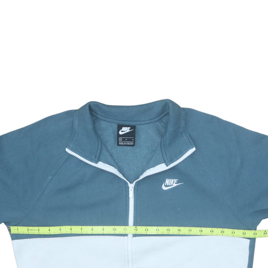 Nike Men's Blue & White Medium Track Jacket - Zip Front Cotton Blend