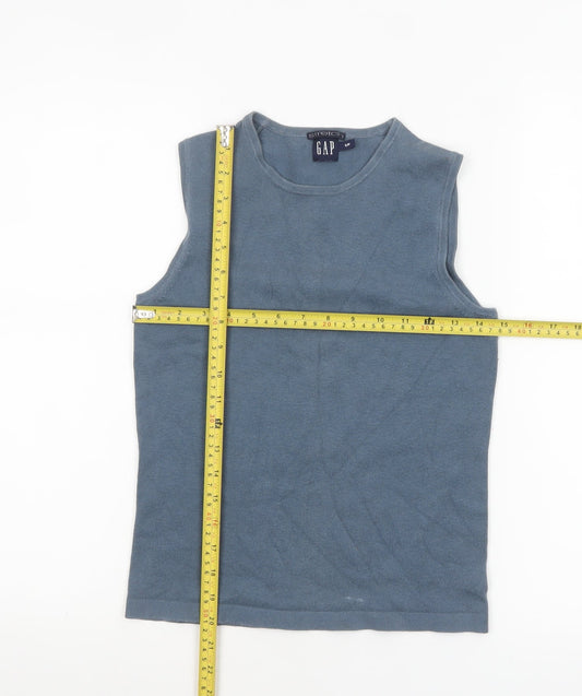 GAP Women Blue Sleeveless Stretch Cotton Knit Tank Top S