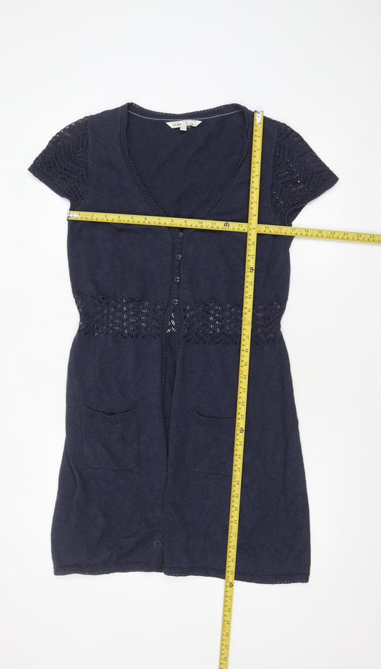 Fat Face Women’s Blue Short Sleeve Cotton Knit Cardigan Size 10